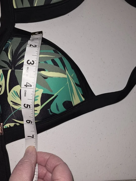 PINK Victoria's Secret Black Halter Bikini Top with Green Tropical Leaf Print - Picture 17 of 17